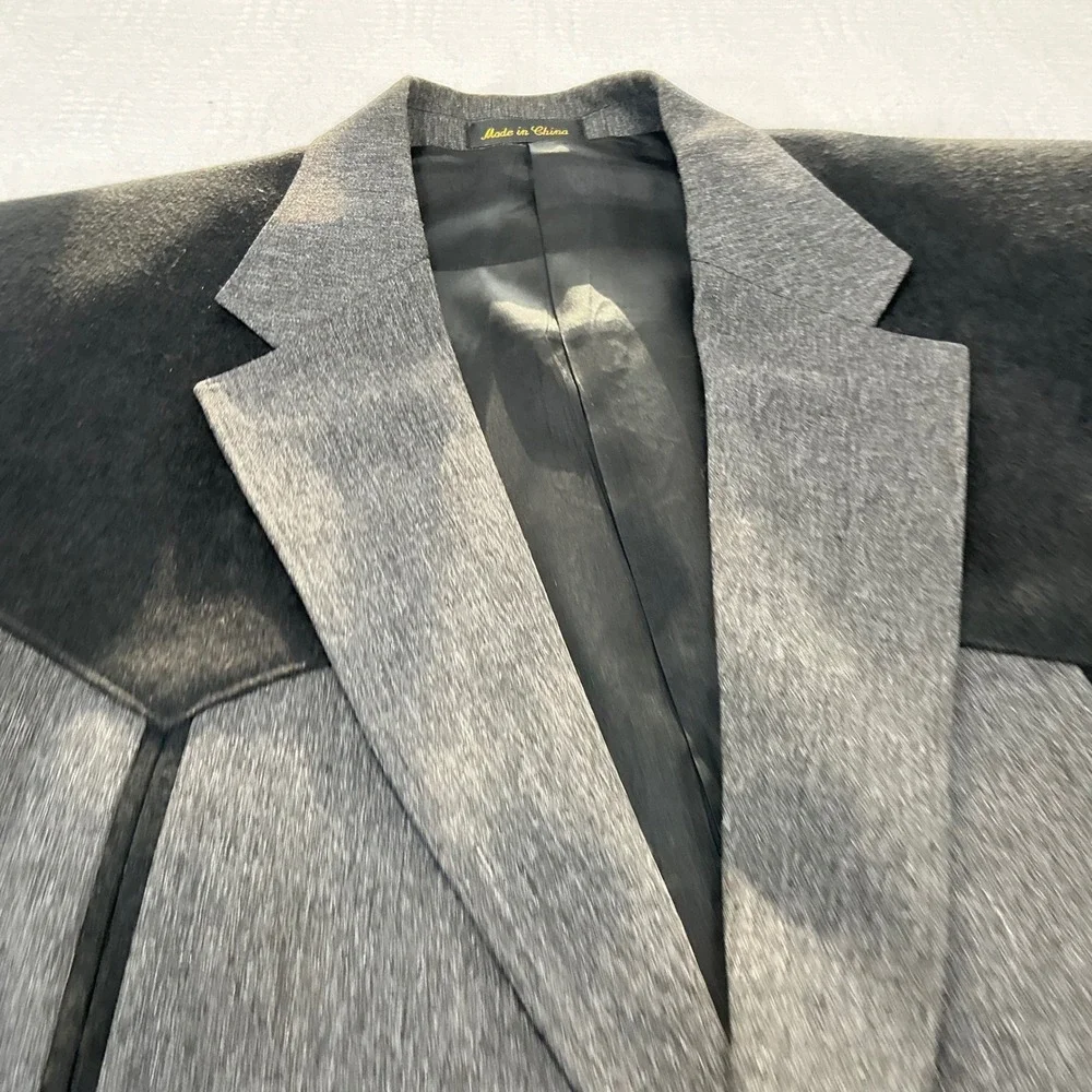 Mens Grey Black Western Circle S Sport Coat Blazer Two Tone Cowboy Yoke Jacket